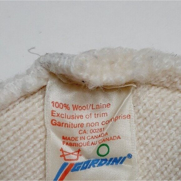 Retro 80's GORDINI 100% Wool Intarsia Stripe Pattern Knit Beanie Hat White OS - Picture 15 of 15